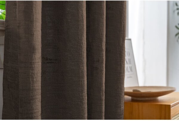 Draperie opaca LOOM VELVET 140x250 cm, maro Agatat: Inele metalice