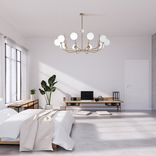 Maytoni lampă suspendată Rendez-vous culoare alamă Ø 116 cm 10 becuri, reglabil, Auriu / Alamă, Camera de zi / sufragerie, Metal, glob