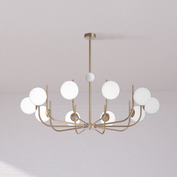 Maytoni lampă suspendată Rendez-vous culoare alamă Ø 116 cm 10 becuri, reglabil, Auriu / Alamă, Camera de zi / sufragerie, Metal, glob
