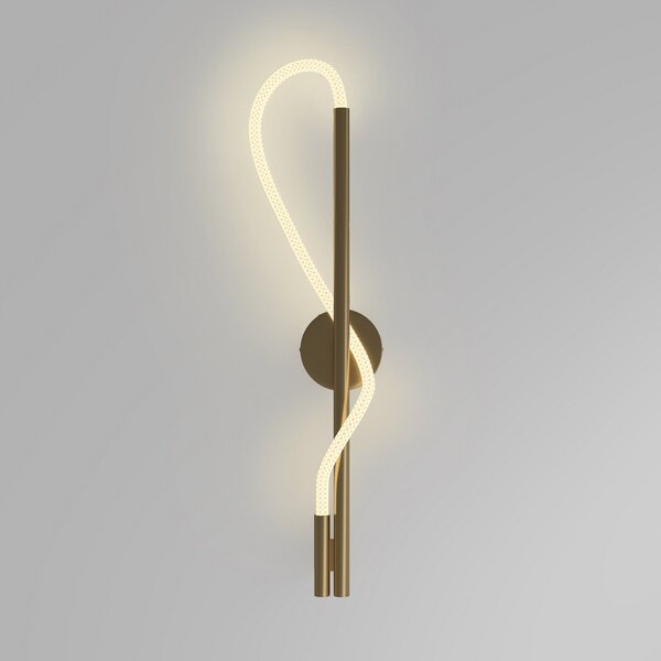 Maytoni Aplică de perete cu LED Tau, aurie, înălțime 84 cm, aluminiu, Auriu / Alamă, Camera de zi / sufragerie, Aluminiu, Modern