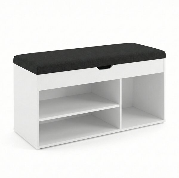 Dulap pentru pantofi cu loc de șezut TRIA, 80 x 43 x 30 cm, alb