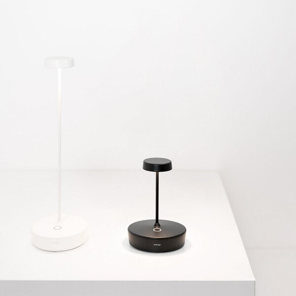 Zafferano LED lampă de masă reîncărcabilă Swap mini, negru, 15 cm IP65, reglabil, Negru, Camera de zi / sufragerie, Metal, Modern