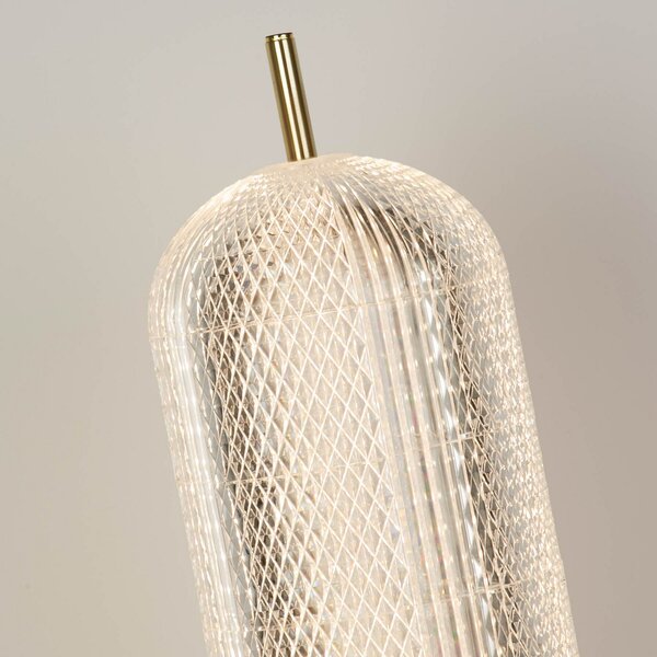 Searchlight Lampă de masă Capsule LED, culoarea alamei, fier, acrilic, reglabil, Auriu / Alamă, Camera de zi / sufragerie, Metal