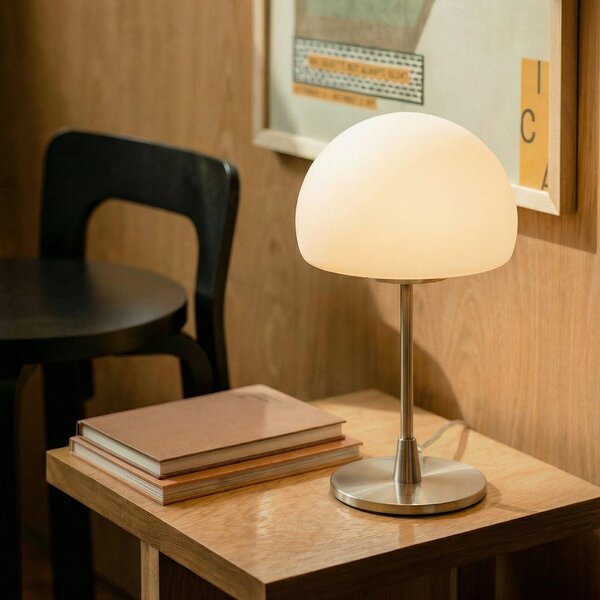 Fabas Luce Lampă de masă Gaia Big cu funcție tactilă, alb, Gri, dormitor, Metal, Modern