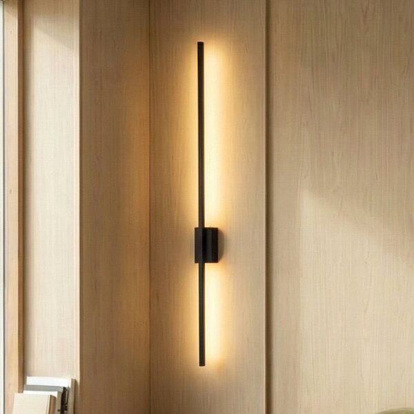 TK Lighting Aplică de perete LED Flash, negru, înălțime 108 cm metal 1 bec, Negru, Camera de zi / sufragerie, Metal, Modern