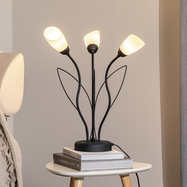 Jupiter Lampa de masă Gloriosa, negru, sticlă, 3 becuri, Negru, Camera de zi / sufragerie, Metal