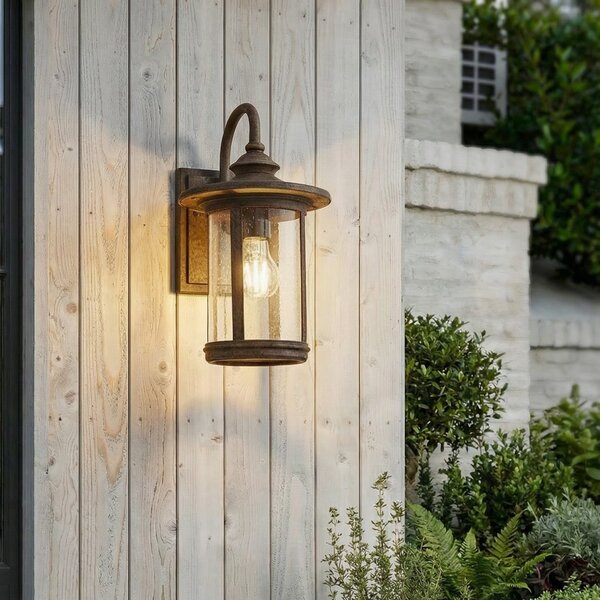 Lindby Lampă de exterior Zayn, culoare ruginie, sticlă, IP23, reglabil, Maro / Rugină, Aluminiu, Antichitate, Felinar