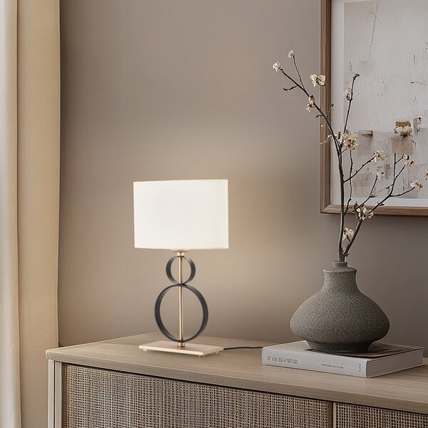 Argon Lampa de masă Priam, negru/auriu, oțel, înălțime 42 cm, Negru, Camera de zi / sufragerie, Metal