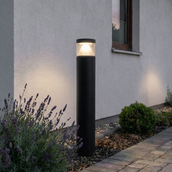 Lucande Lampă LED stâlpișor Darja, antracit, metal, 100cm, IP54, Gri, Metal, Modern