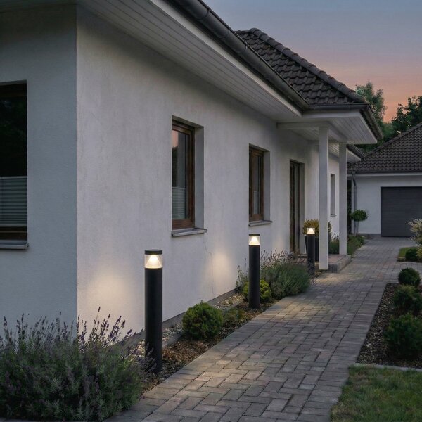 Lucande Lampă LED stâlpișor Darja, antracit, metal, 100cm, IP54, Gri, Metal, Modern