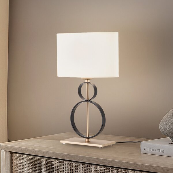 Argon Lampa de masă Priam, negru/auriu, oțel, înălțime 42 cm, Negru, Camera de zi / sufragerie, Metal