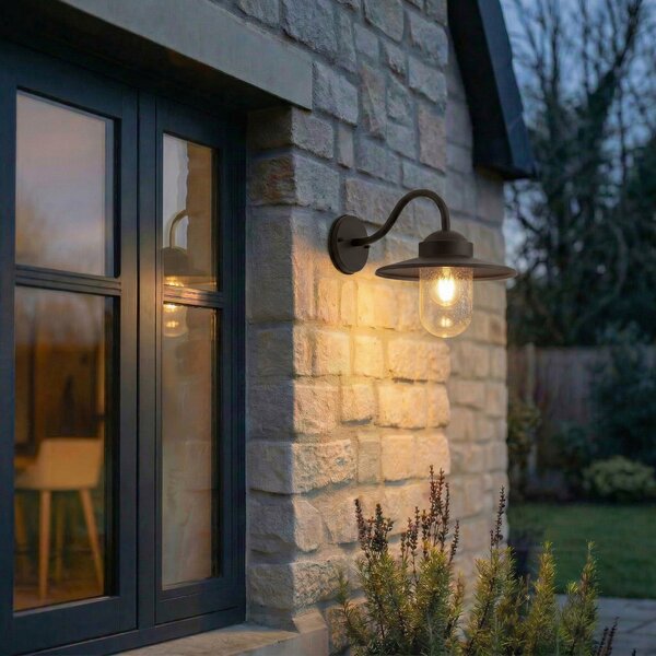 Lindby Lampa de perete pentru exterior Bilma, culoare ruginiu, sticlă, 29 cm, reglabil, Maro / Rugină, Aluminiu, Modern, Felinar