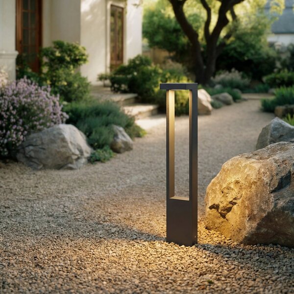Lindby bornă luminoasă LED Lonete, înălțime 65 cm, antracit, IP65, Negru, Aluminiu, Modern