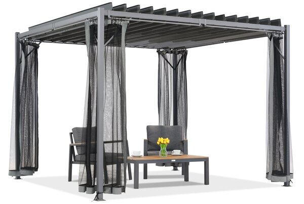 Antracit Tasos 3x3m patio pergola cu plasă de țânțari Garden Point
