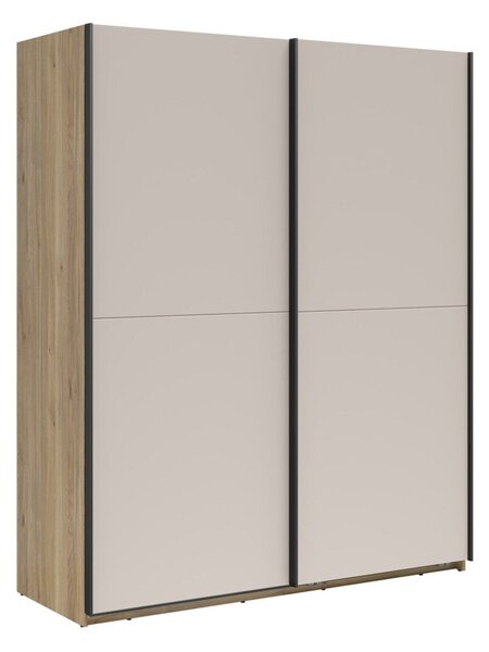Dulap Deldora 102, Cașmir, Stejar deschis, 211x170x62cm, 130.65 kg, Uși dulap: Glisante, Numărul de rafturi: 2, Numărul de rafturi: 2