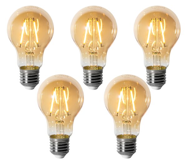 Set de 5 becuri LED E27 reglabile A60 aurii 3W 310 lm 2200K