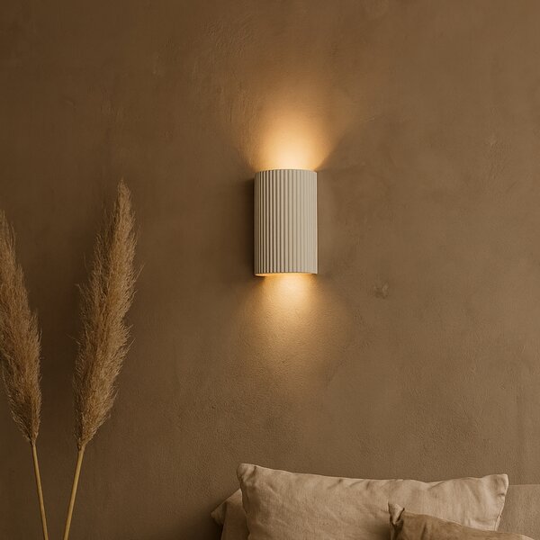 Lampă de perete scandinavă bej, semicerc, cu 2 lumini - Plaster