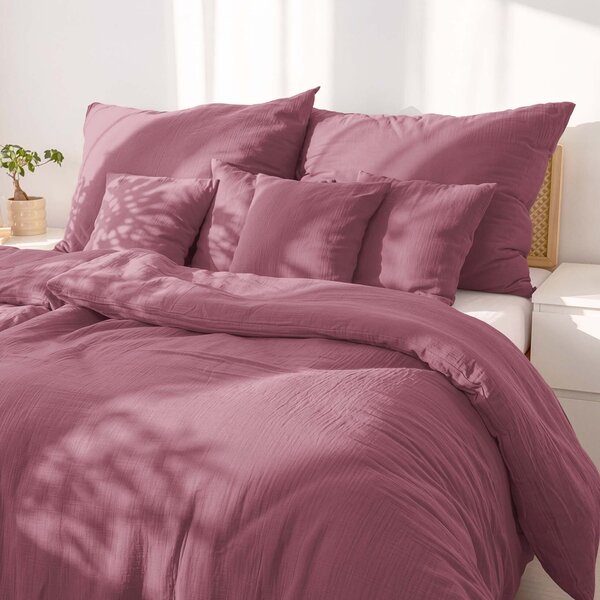 Goldea lenjerie de pat din muselină – burgundy pastelat 150 x 200 și 50 x 60 cm