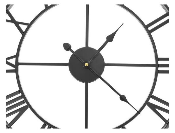 Ceas de perete stil retro, negru, metal, diametru 47.5 cm