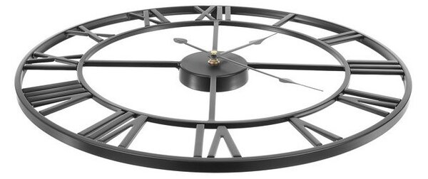 Ceas de perete stil retro, negru, metal, diametru 47.5 cm