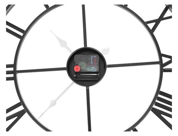 Ceas de perete stil retro, negru, metal, diametru 47.5 cm