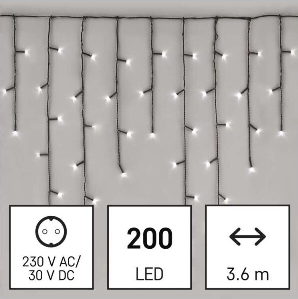 Instalație LED de Crăciun de exterior 200xLED/8 moduri 8,6m IP44 alb rece