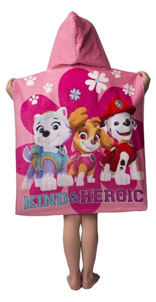 Poncho pentru copii roz din frotir Paw Patrol – Jerry Fabrics