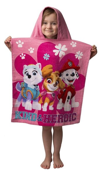 Poncho pentru copii roz din frotir Paw Patrol – Jerry Fabrics