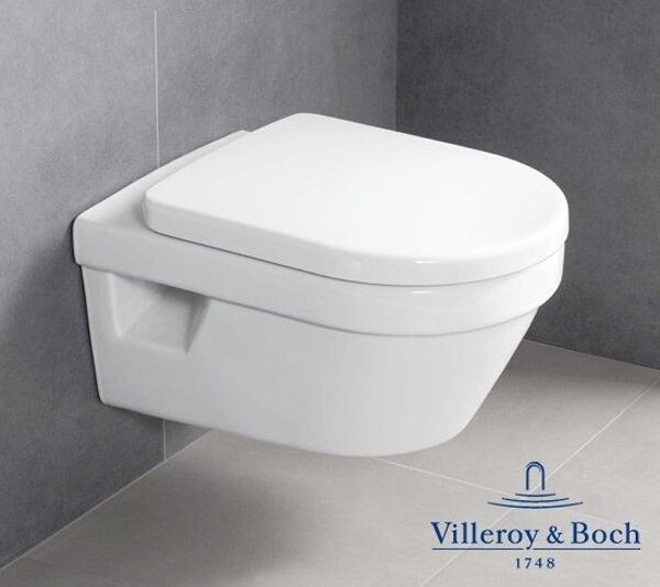 Set vas WC suspendat Villeroy & Boch, Architectura, rotund, direct flush, cu capac soft close, alb alpin