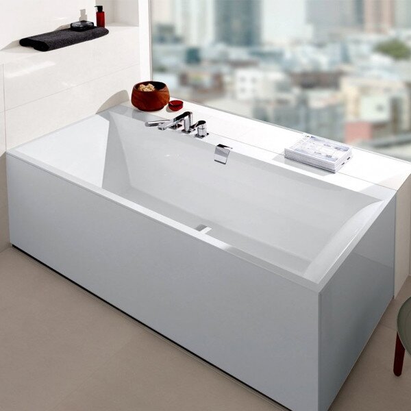 Cada dreptunghiulara Villeroy & Boch, Squaro Edge, pentru inzidire, 190 x 90 cm, alb alpin