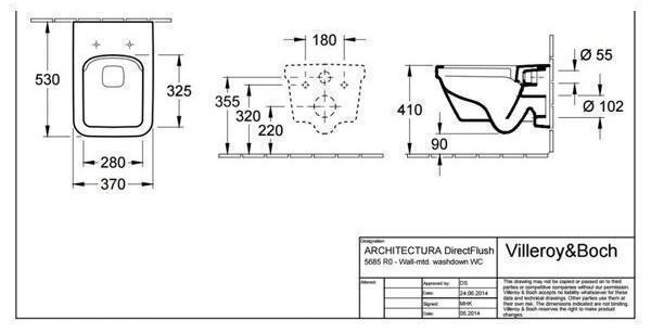 Set vas WC suspendat Villeroy & Boch, Architectura, dreptunghiular, direct flush, cu capac soft close, alb alpin