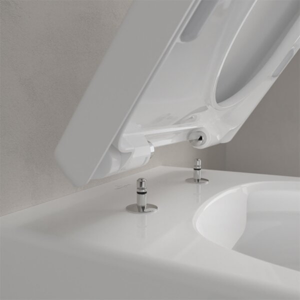 Set vas wc suspendat, Villeroy & Boch, Avento, CeramicPlus, direct flush, cu capac soft close, alb alpin