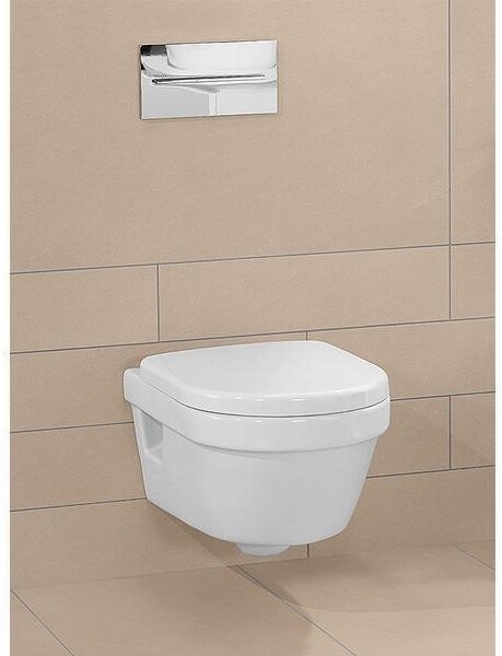 Set vas WC suspendat Villeroy & Boch, Architectura, compact, cu capac Soft Close, alb alpin