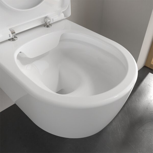 Set vas wc suspendat, Villeroy & Boch, Avento, CeramicPlus, direct flush, cu capac soft close, alb alpin