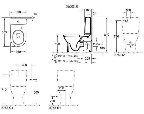 Set vas WC stativ Villeroy & Boch, O.Novo, back-to-wall, alb