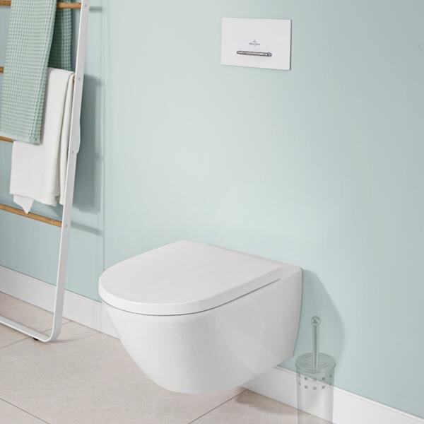 Set vas WC suspendat, Villeroy & Boch, Subway 3.0 CeramicPlus, cu Twist Flush si capac cu soft close si quick release, alb