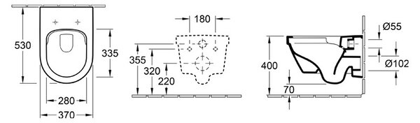 Set vas WC suspendat, Villeroy & Boch, Architectura, cu capac wc soft close si quick release, alb