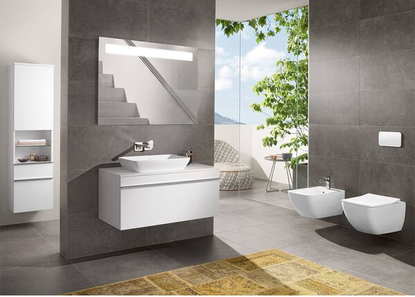 Set vas wc suspendat, Villeroy & Boch, Venticello, cu capac soft close si quick release, alb alpin