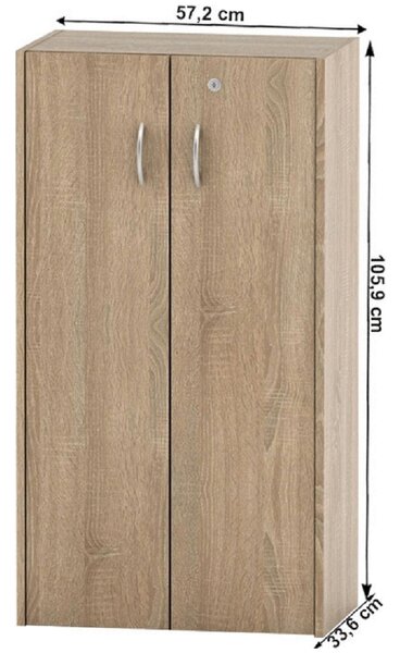 Dulap TEMPO ASISTENT NEW 034, stejar sonoma, DTD laminat, cu 2 usi, 57