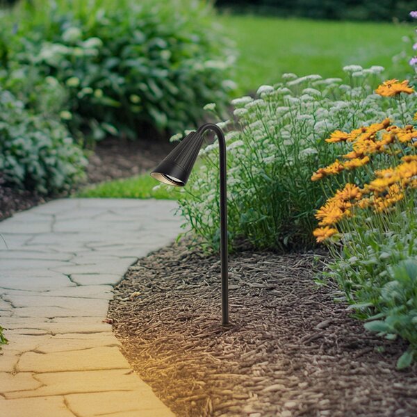 Lindby Lampă cu țeapă Sorvete, negru, metal, înălțime 62 cm, reglabil, Negru, Aluminiu, Modern