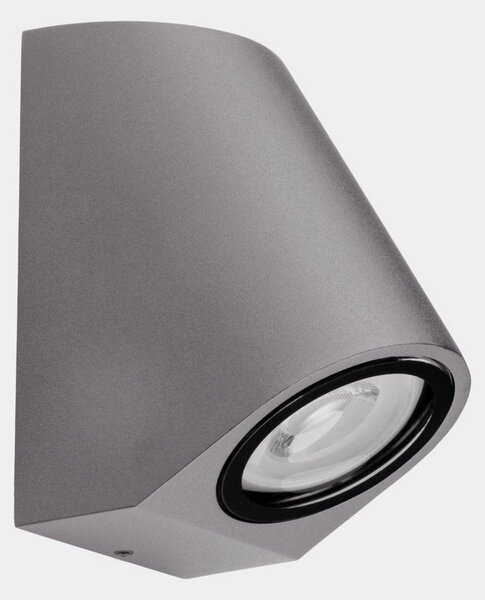 LEDS-C4 Eko Lampă de perete înclinată pentru exterior, gri, lățime 7 cm,, reglabil, Gri, Aluminiu, Modern