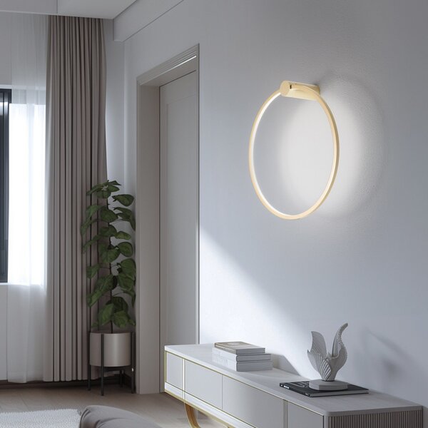 Milagro Lighting Aplică de perete LED Saturno, auriu, Ø 50 cm, metal, 4.000 K, Auriu / Alamă, Camera de zi / sufragerie, Aluminiu, Modern