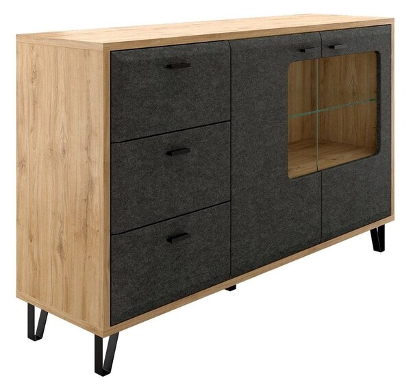 Comoda GRACE, stejar/gri antracit, PAL laminat, 144x42x90 cm