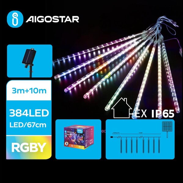 Aigostar - Ghirlandă solară cu 384 LED, 13 m, IP65, multicolor