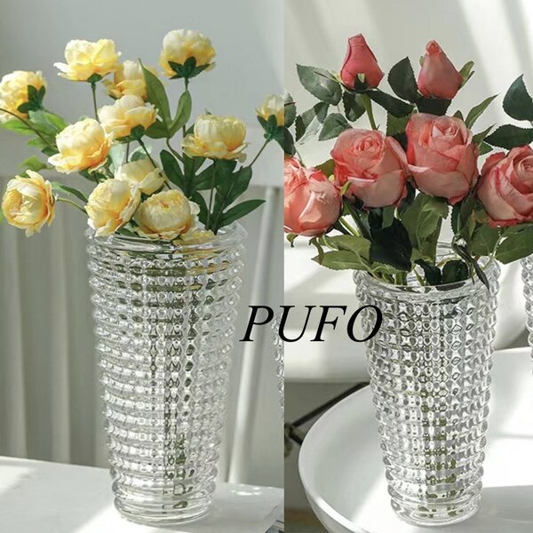 Vaza Decorativa Eleganta Pufo Royale din Sticla Groasa pentru Flori si Aranjamente, 17 cm- Design Modern pentru Living si Decor Interior