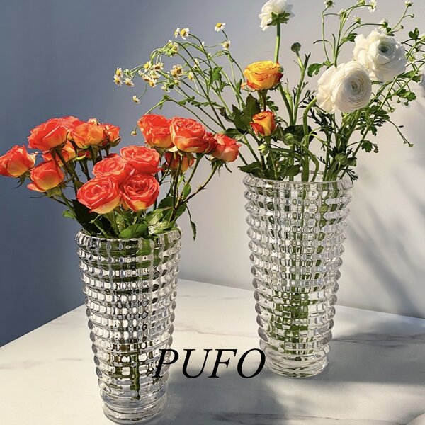 Vaza Decorativa Eleganta Pufo Royale din Sticla Groasa pentru Flori si Aranjamente, 17 cm- Design Modern pentru Living si Decor Interior