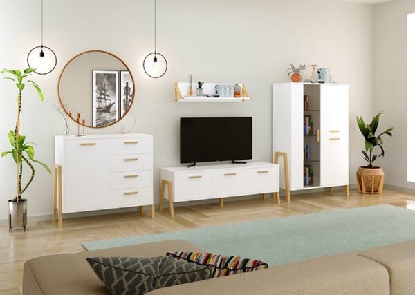 Vitrina BELLE, alb, PAL laminat, lemn, 103x41x153 cm