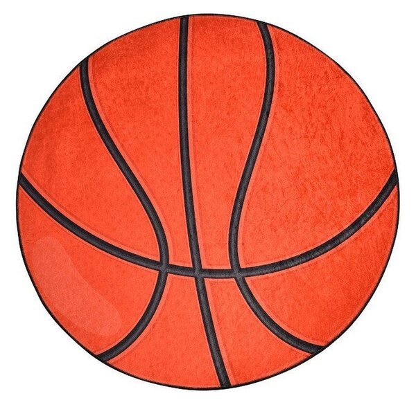 Covor BASKETBALL, 140x140 cm, forma rotunda, poliester/stofa catifelat