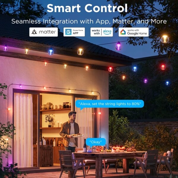 Instalație LED RGBICW decorativă dimabilă de exterior Govee LED/24W/230V IP67 2700-6500K Wi-Fi