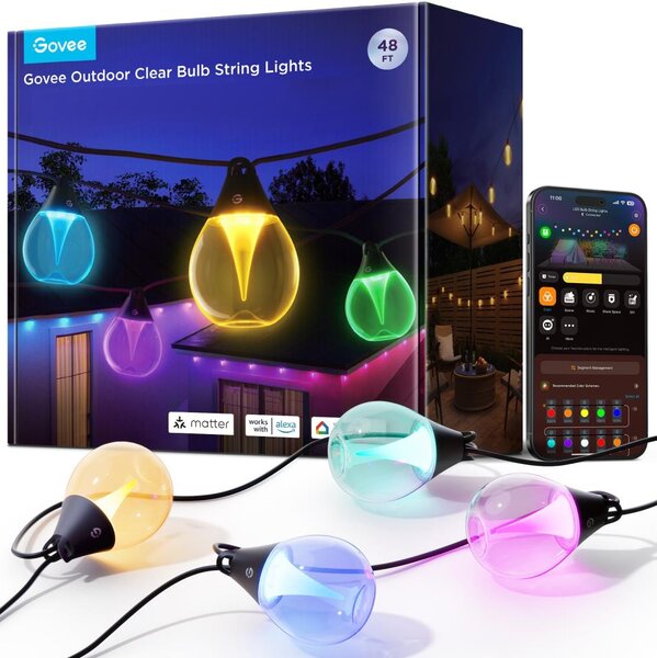 Instalație LED RGBICW decorativă dimabilă de exterior Govee LED/24W/230V IP67 2700-6500K Wi-Fi
